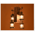 China wholesale rustic hanging pendant lamp iron and wood ceiling lamp